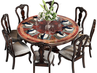 欧式圆形餐桌椅组合