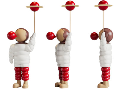 现代吹泡泡的雕塑雕刻摆件组合