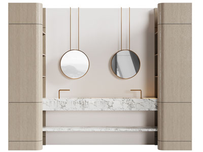 现代轻奢双盆洗手台