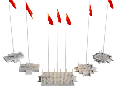 现代升旗台、旗帜