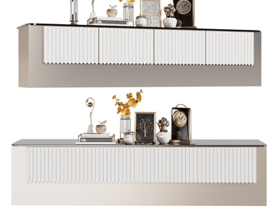 现代电视柜、摆件组合