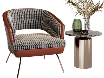 现代轻奢休闲椅子、边几