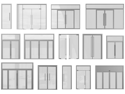 现代办公玻璃双扇大门