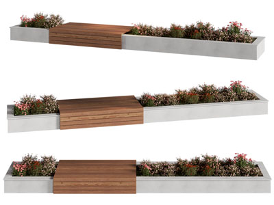 现代装饰花池花坛公共长凳子