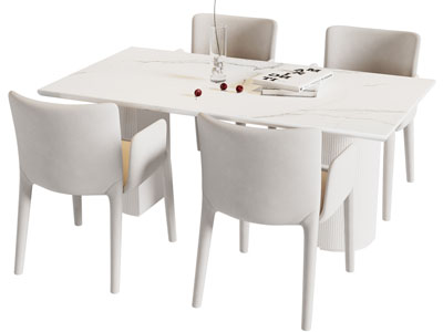 现代长方形餐桌椅组合