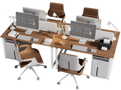 现代双位办公桌椅组合