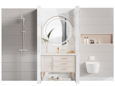 现代轻奢洗手台、淋浴花洒