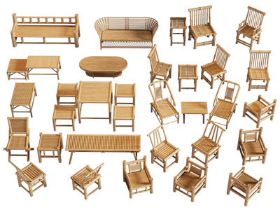 新中式户外竹编沙发、休闲椅子、餐桌椅组合