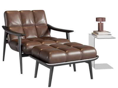 现代休闲椅子、脚踏