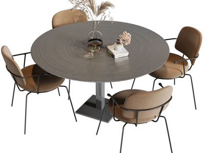 现代圆形餐桌椅组合