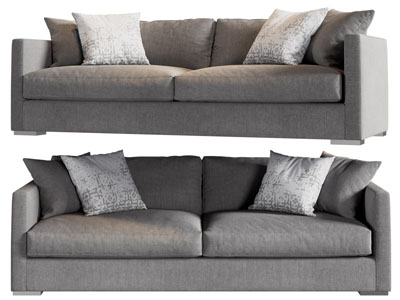 现代灰色布艺双人沙发3d模型 现代灰色布艺双人沙发