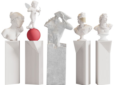 欧式半身人物雕塑雕刻、摆件组合3d模型 欧式半身人物雕塑雕刻、摆件组合