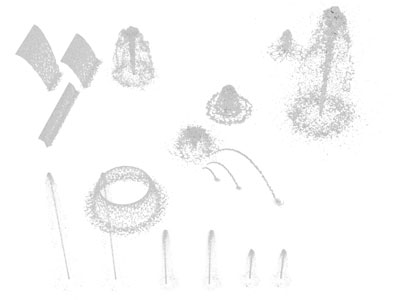 现代不同种类的喷泉、水柱