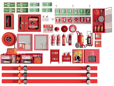 现代灭火器、消防栓消防设备