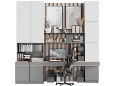 现代组合装饰柜、书桌椅组合