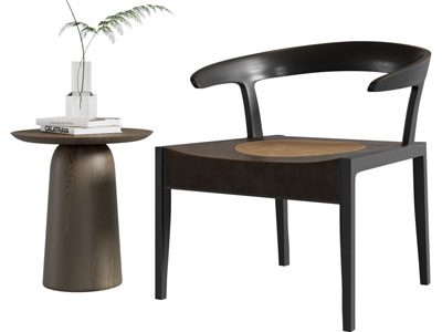 新中式休闲椅子、边几