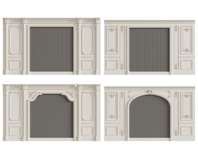 欧式电视背景墙3d模型 欧式电视背景墙