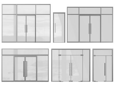 现代办公玻璃双扇大门