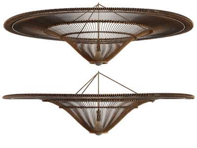 侘寂风藤编帽子造吊灯