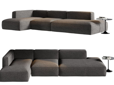 现代布艺转角多人沙发