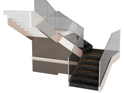 现代玻璃扶手旋转楼梯3d模型 现代玻璃扶手旋转楼梯