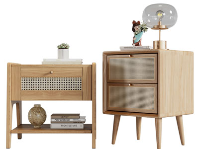 北欧实木床头柜