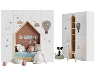 北欧儿童装饰衣柜3d模型 北欧儿童装饰衣柜