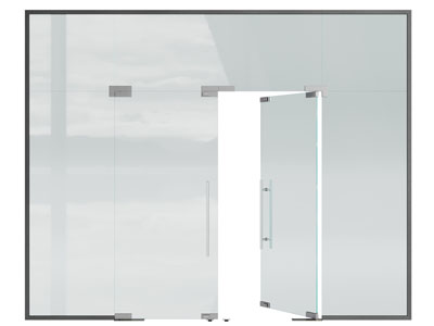 现代办公玻璃双扇大门