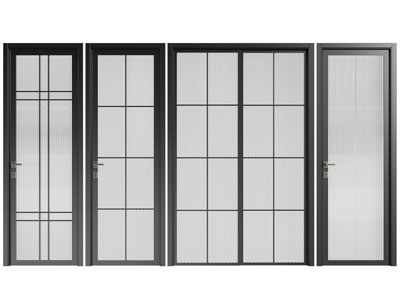 现代玻璃单扇平开门