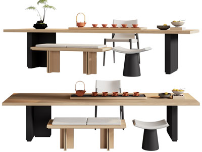 现代实木茶桌椅组合