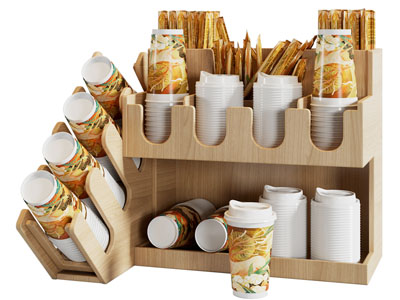现代纸杯、奶茶饮料架