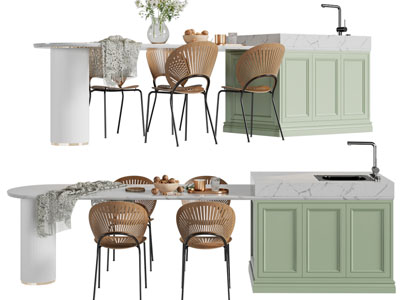 现代轻奢水吧台餐桌椅组合