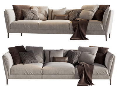 现代布艺多人沙发