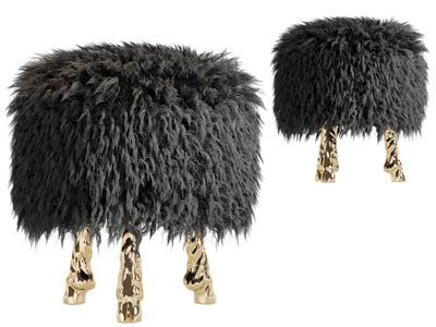 现代轻奢圆形毛绒凳子