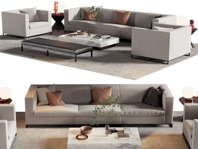 现代多人、单人沙发和茶几组合