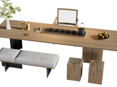 新中式实木茶桌椅组合