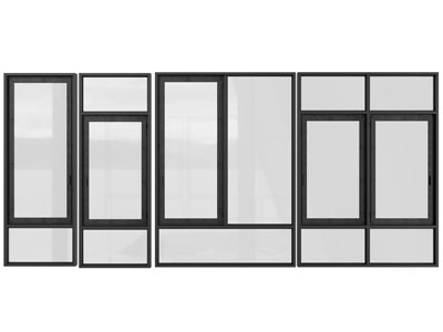 现代金属边框的平开窗户