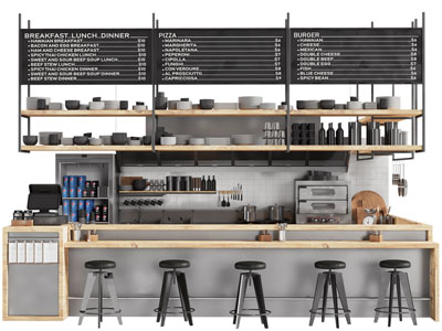 工业风loft咖啡馆吧台吧凳