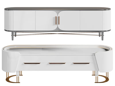 现代椭圆形电视柜