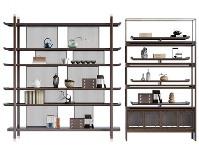 新中式实木开放式装饰柜