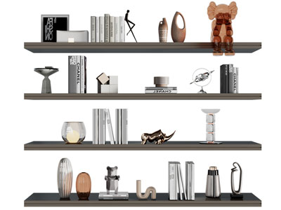 现代书籍、装饰品摆件组合