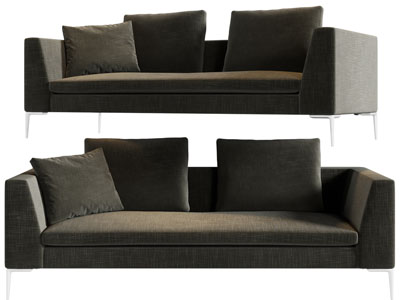 现代布艺多人沙发