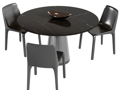 现代圆形餐桌椅组合