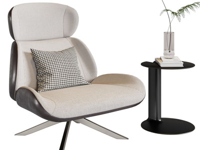 现代休闲椅子、边几