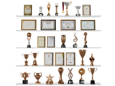 现代奖状奖杯奖牌3d模型 现代奖状奖杯奖牌