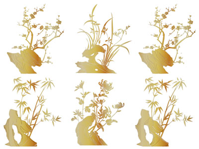 新中式梅兰竹菊墙饰挂件