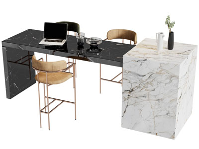 现代大理石餐桌椅组合