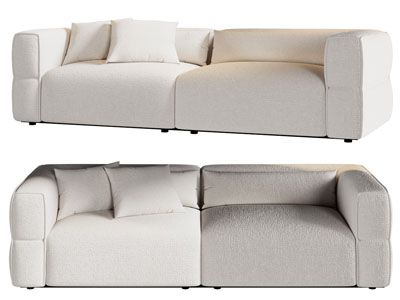 现代布艺双人沙发3d模型 现代布艺双人沙发