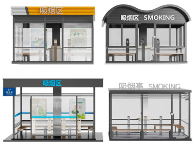现代吸烟区玻璃房