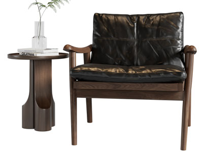 现代休闲椅子、边几